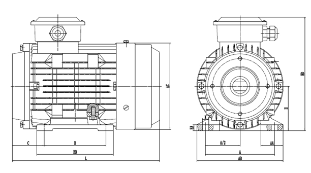 皖南電機(jī)-YYVF2汽車(chē)電機(jī)安裝尺寸圖 皖南電機(jī)-YYVF2汽車(chē)電機(jī)安裝尺寸圖